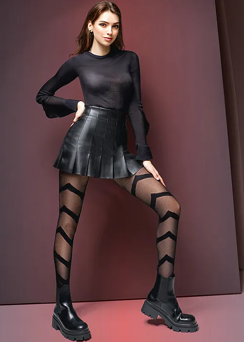 Giulia Fashion Net Chevron Tights ()