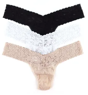 Hanky Panky 3-PACK Signature Lace Low Rise Thong (49113PK) - Black/Chai/White