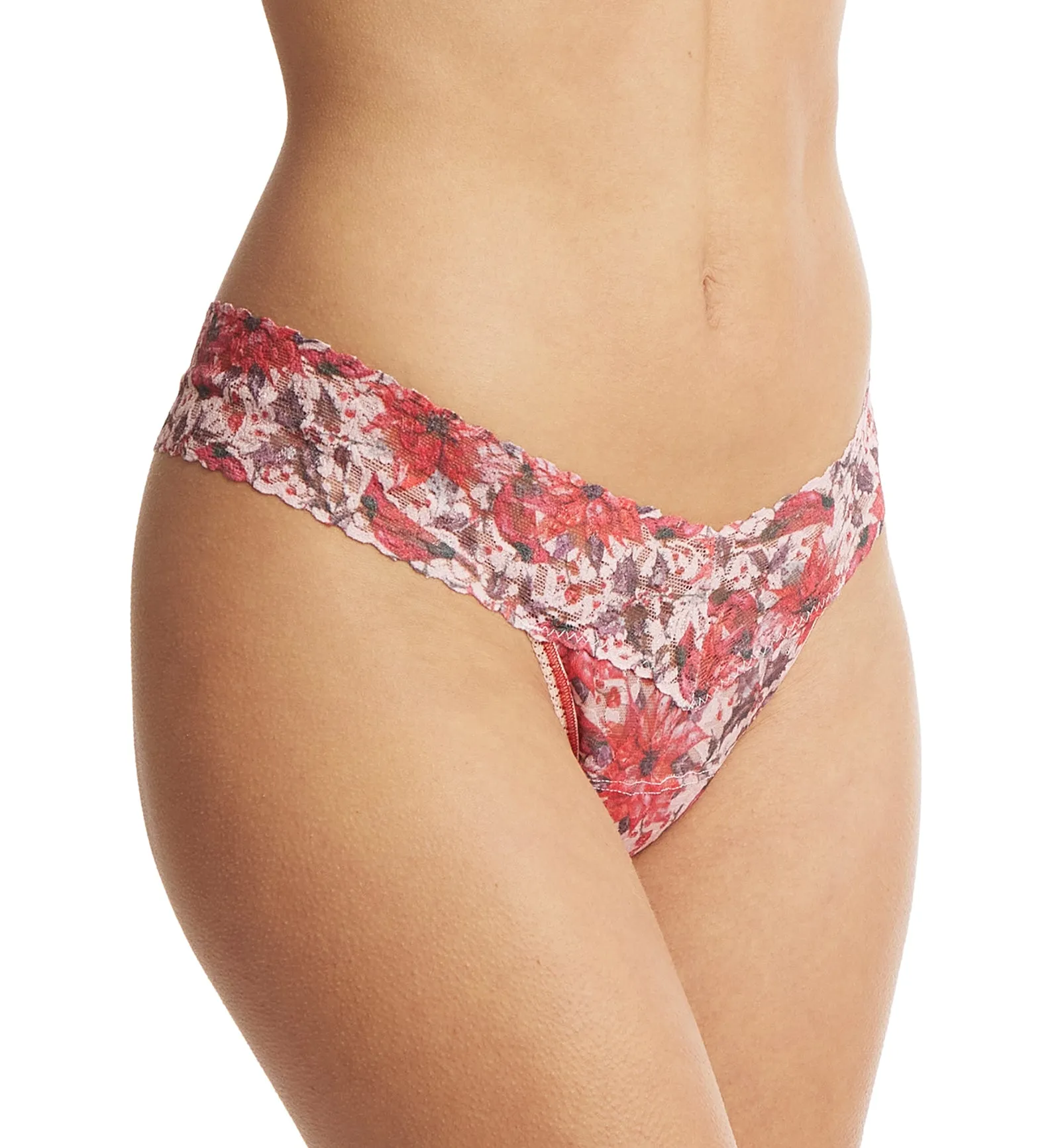 Hanky Panky Signature Lace Printed Low Rise Thong (PR4911P) - Poinsettia