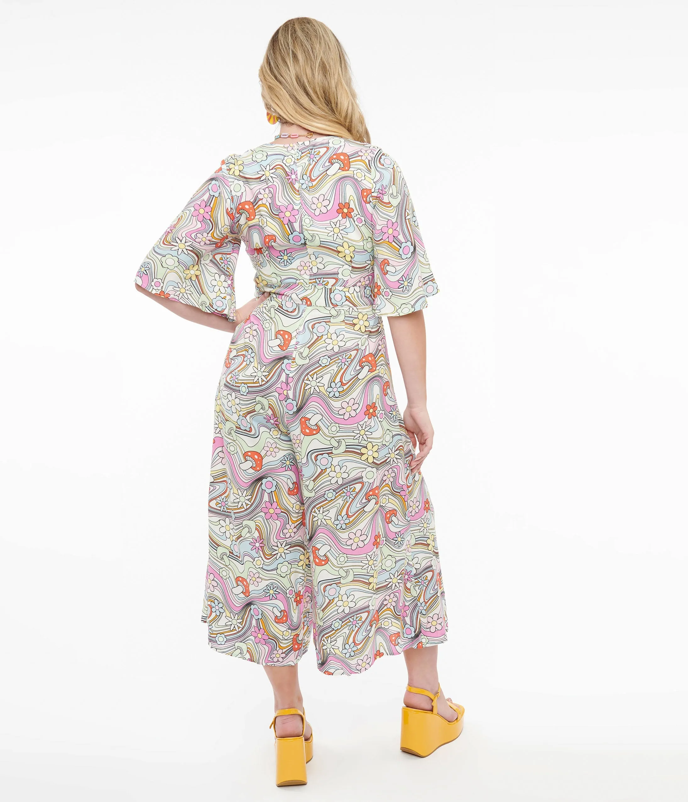 Hell Bunny 1960s Pastel Rainbow Hazy Daze Floral Jumpsuit