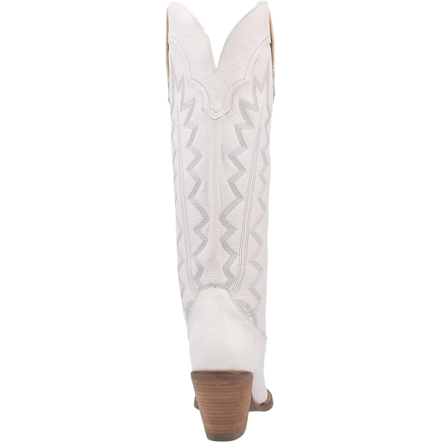 High Cotton Embroidered White Leather Knee High Boots (DS)