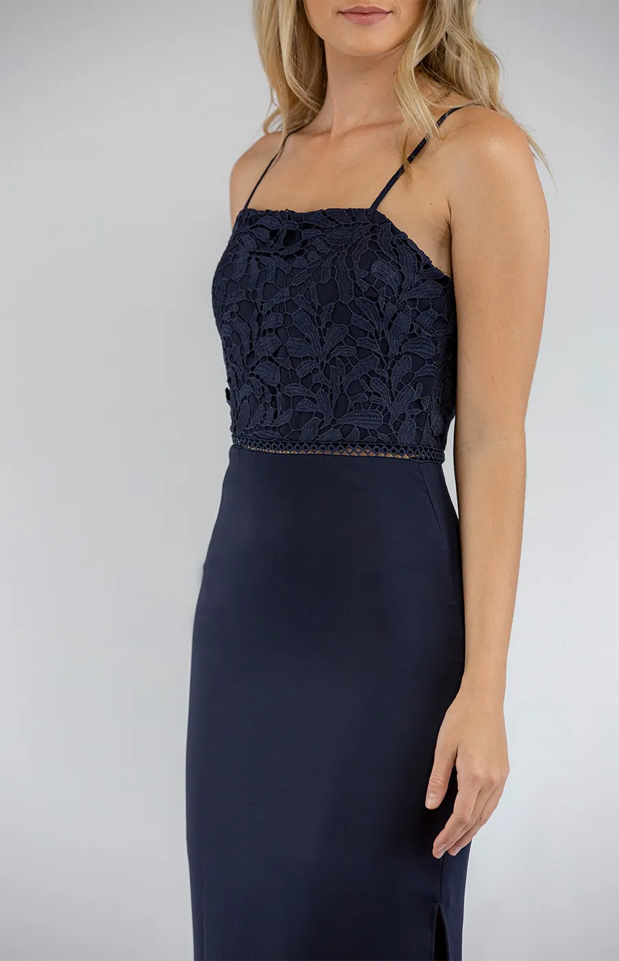 Lace Bodice Contrast Midi Dress (SDR404A)