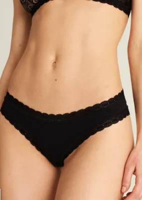 LACE-TRIMMED JUPITER PANTIES- BLACK