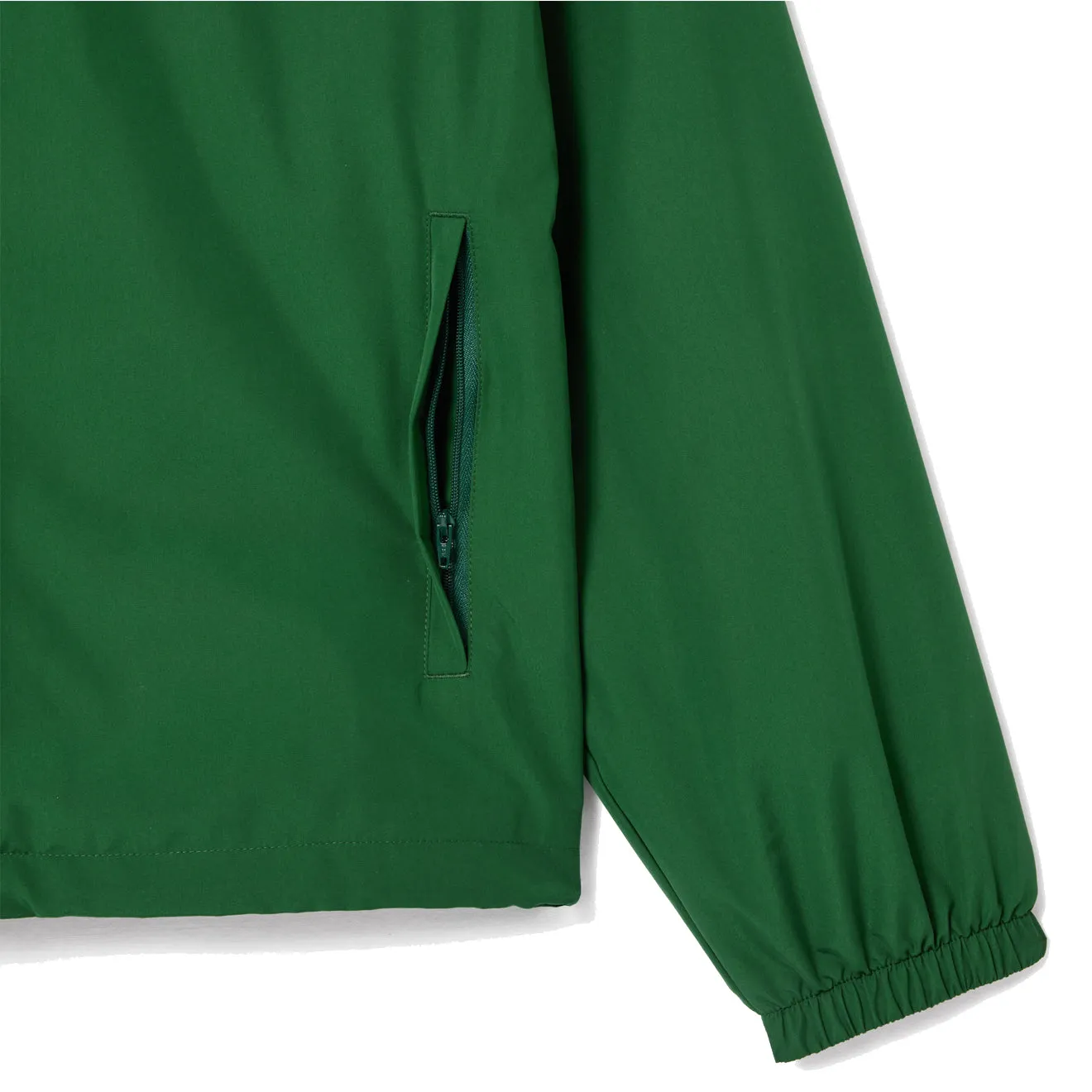 Lacoste Short Water-Resistant Sportsuit Jacket w/ Removable Hood Pine Green