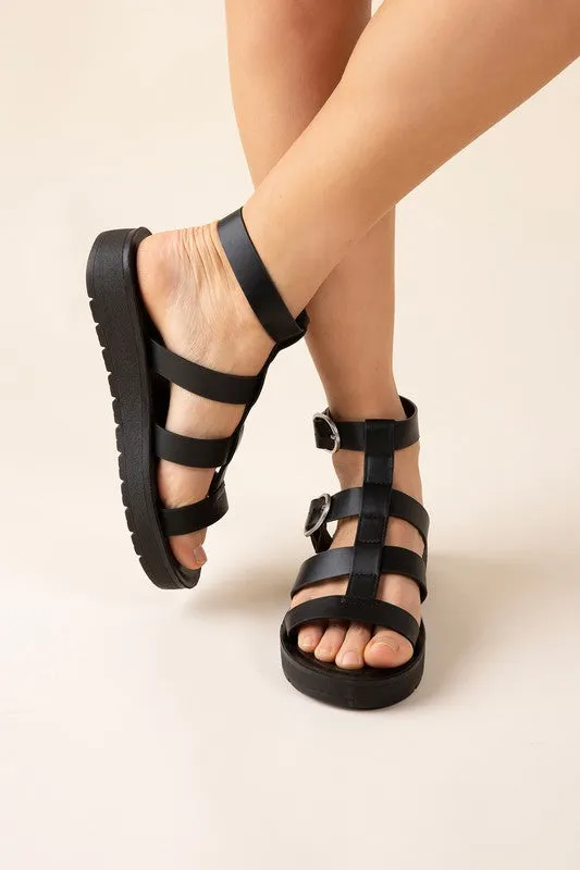 Ledell-S Gladiator Platform Strapped Sandals