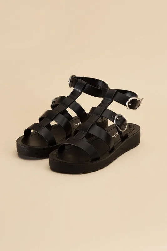 Ledell-S Gladiator Platform Strapped Sandals