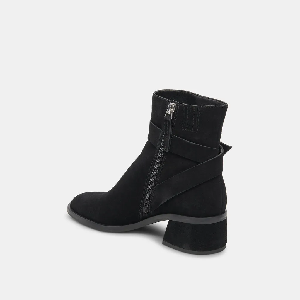 Leland Booties Onyx Suede | Onyx Suede Block Heel Booties– Dolce Vita 6950764707906