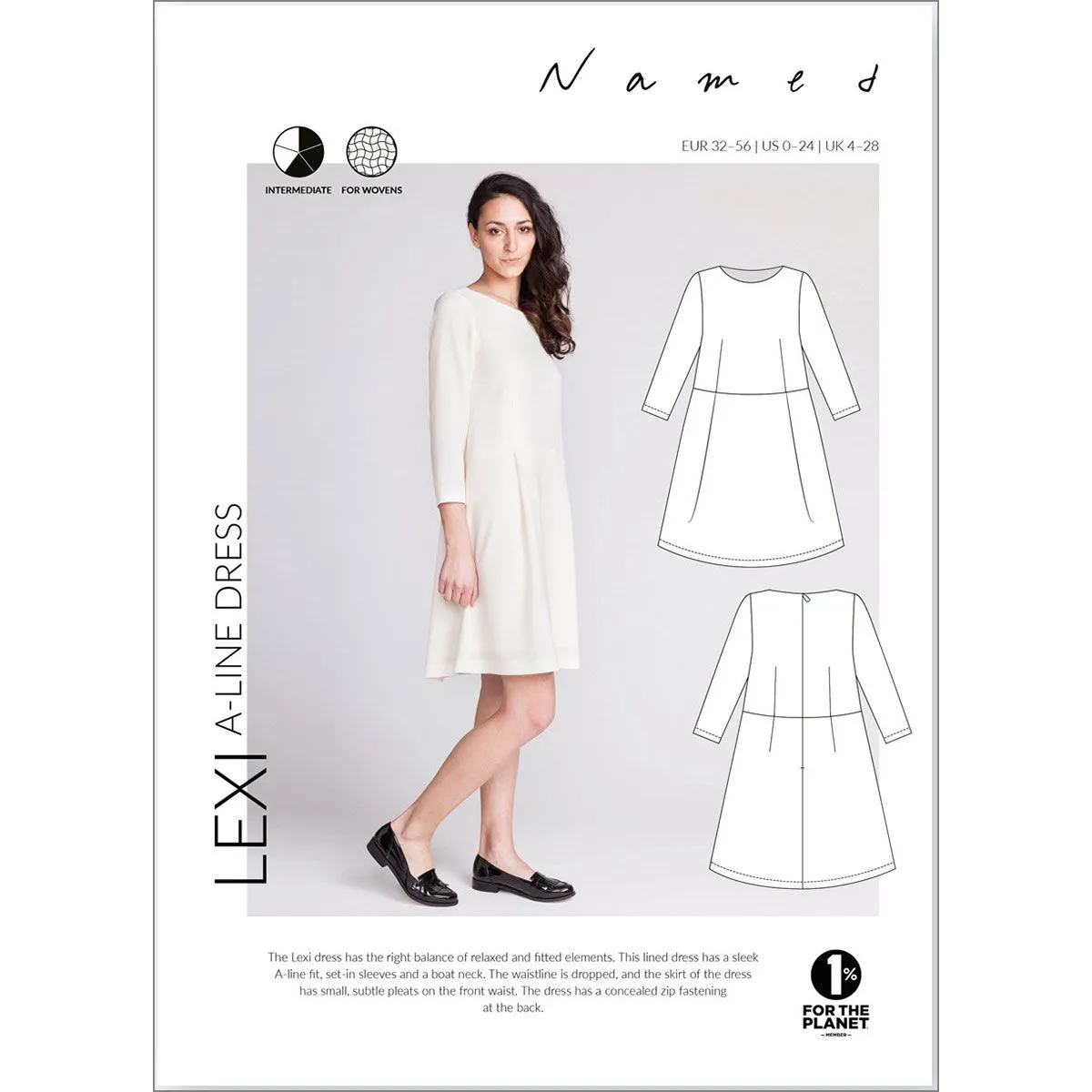 Lexi A-Line Dress Named Clothing Sewing Pattern. Size 4-28.