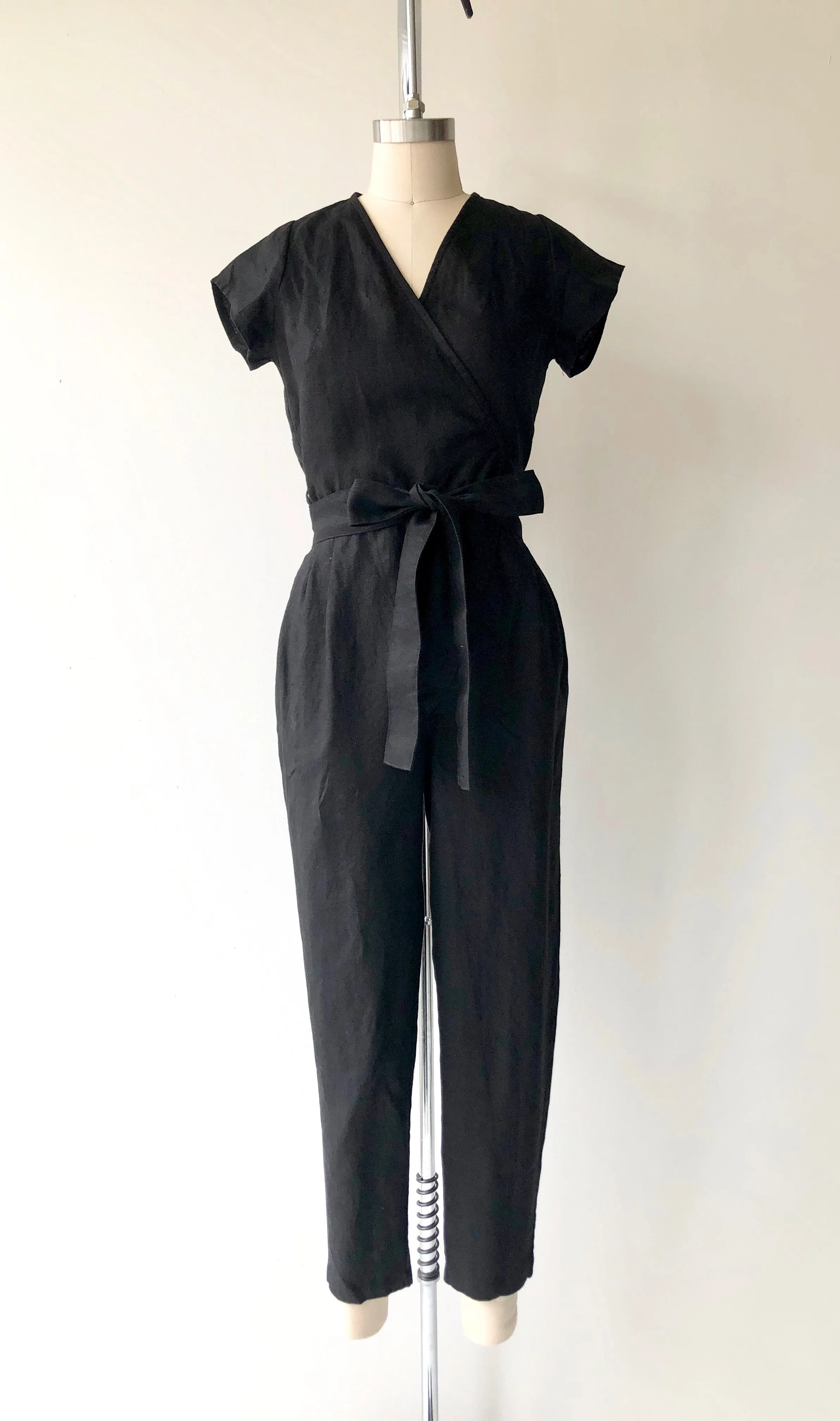 Linen Wrap Jumpsuit | Coal Black