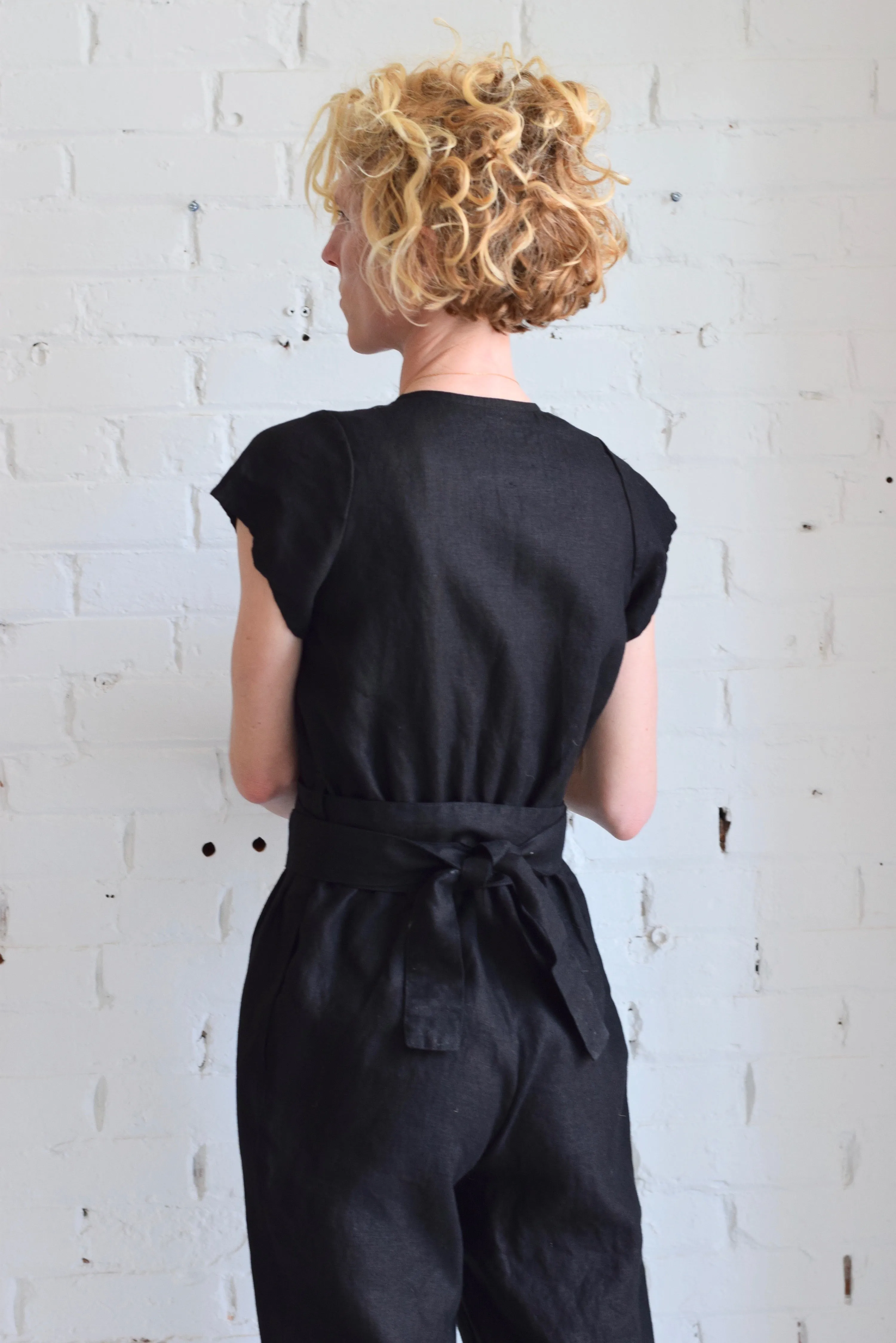 Linen Wrap Jumpsuit | Coal Black