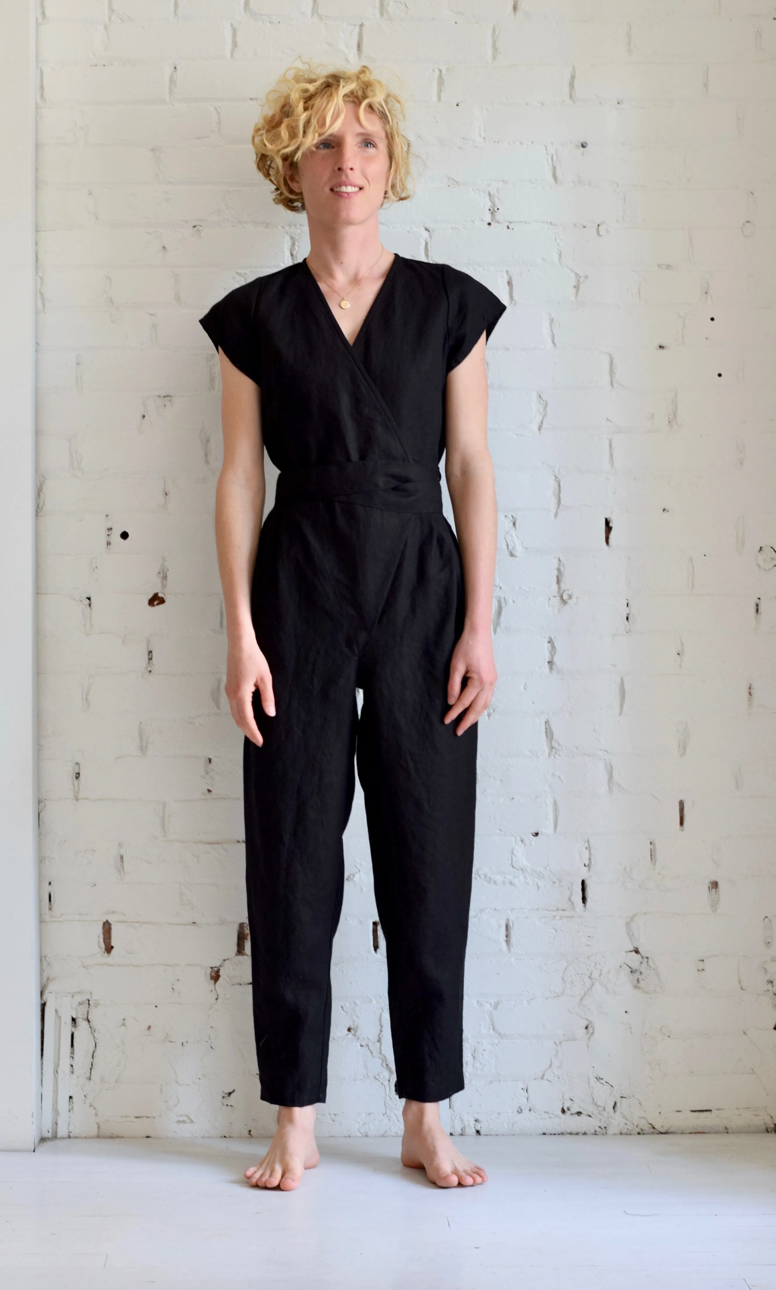 Linen Wrap Jumpsuit | Coal Black