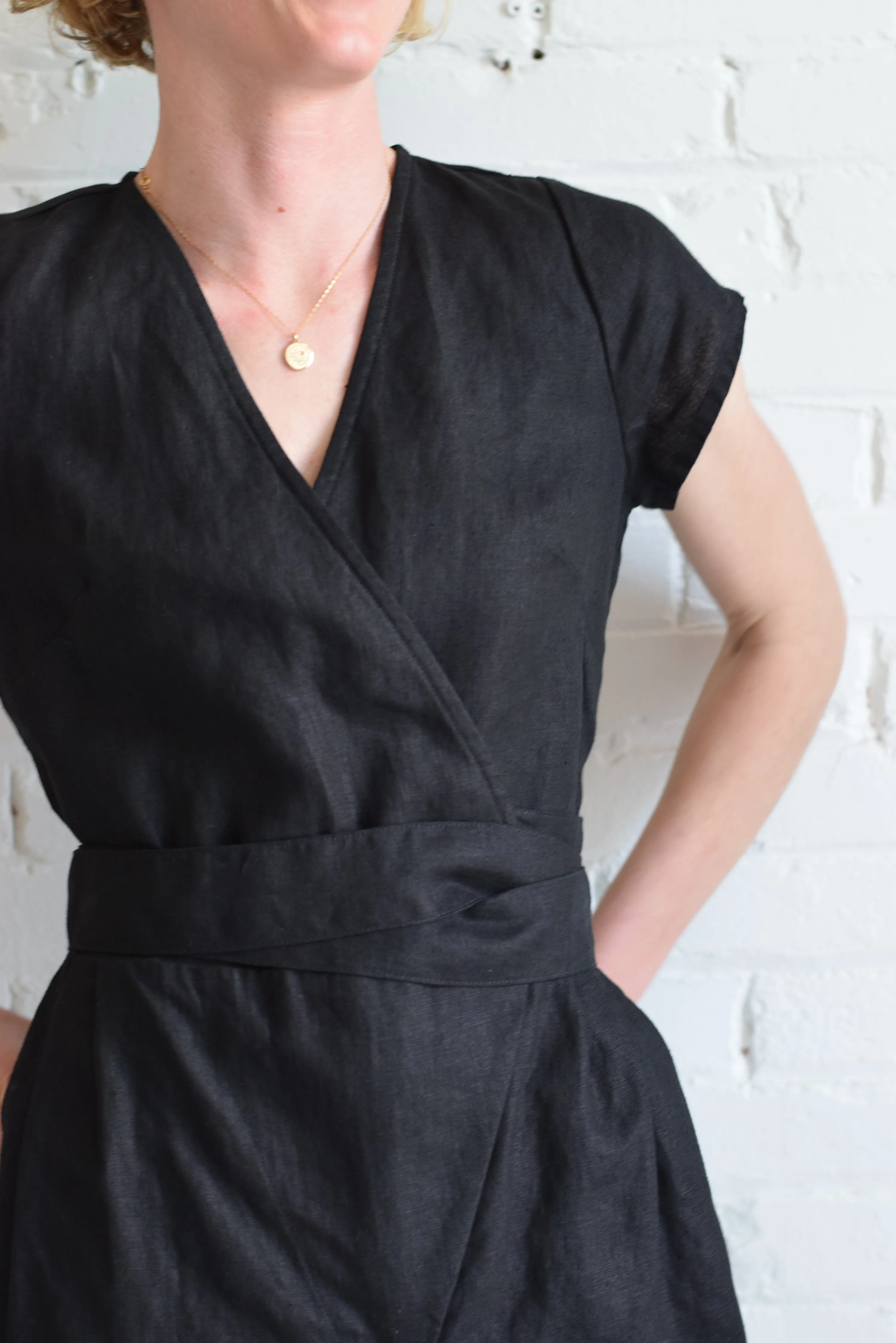 Linen Wrap Jumpsuit | Coal Black