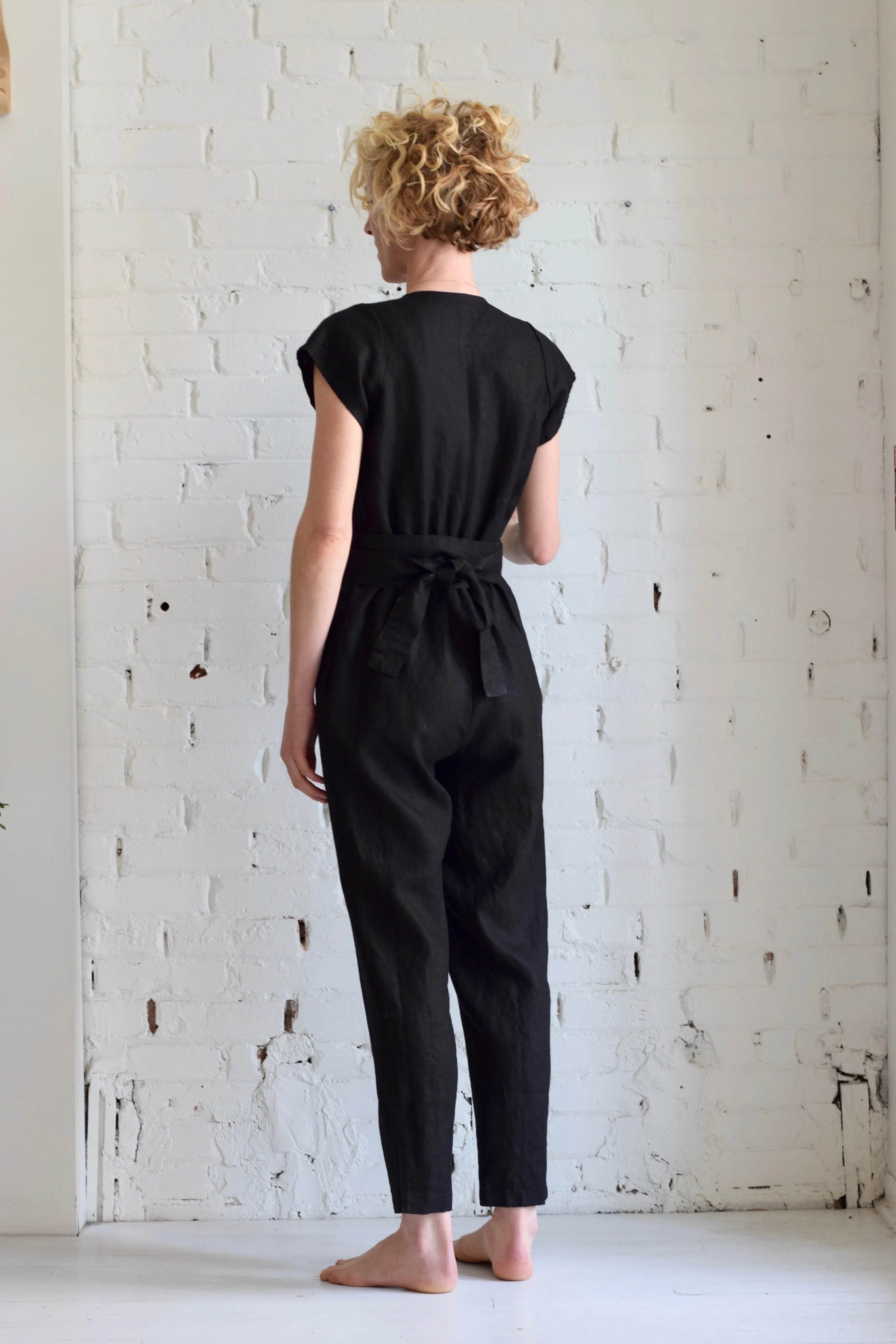 Linen Wrap Jumpsuit | Coal Black