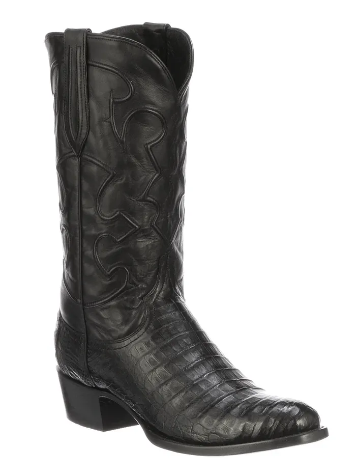 Lucchese M1636.R4 Mens CHARLES Belly Caiman Boots Black