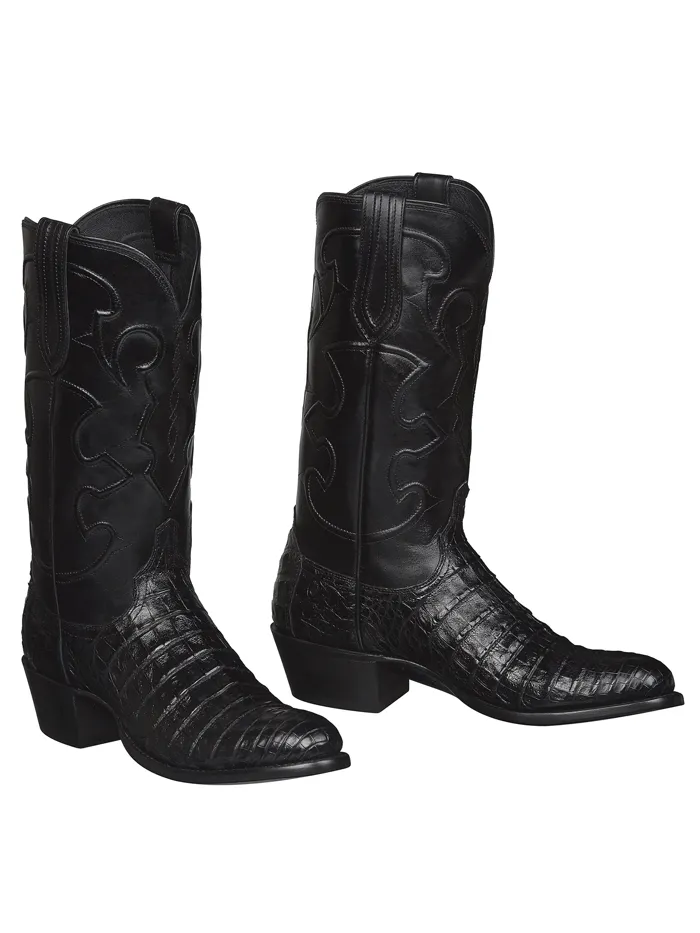 Lucchese M1636.R4 Mens CHARLES Belly Caiman Boots Black