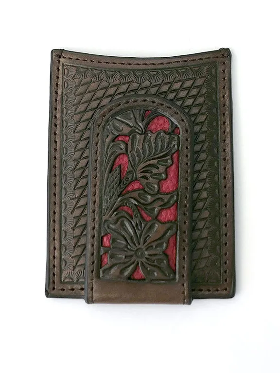 Nocona N5426504 Mens Red Floral Inlay Magnet Western Money Clip