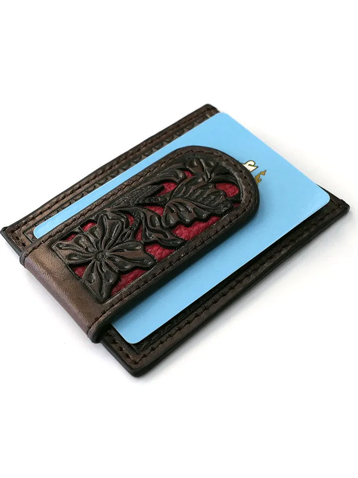 Nocona N5426504 Mens Red Floral Inlay Magnet Western Money Clip