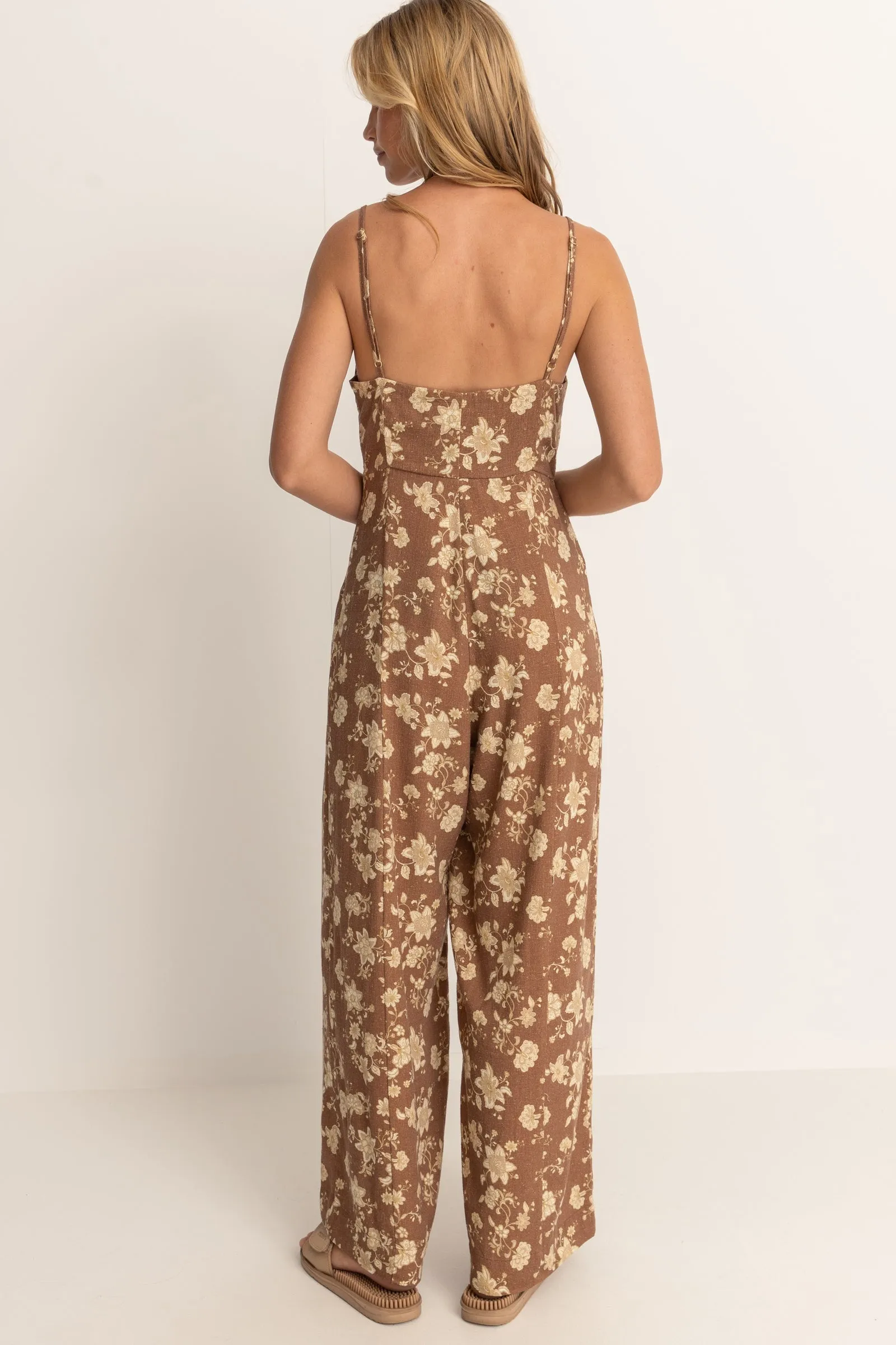 Nova Paisley Wide Leg Jumpsuit Chocolate