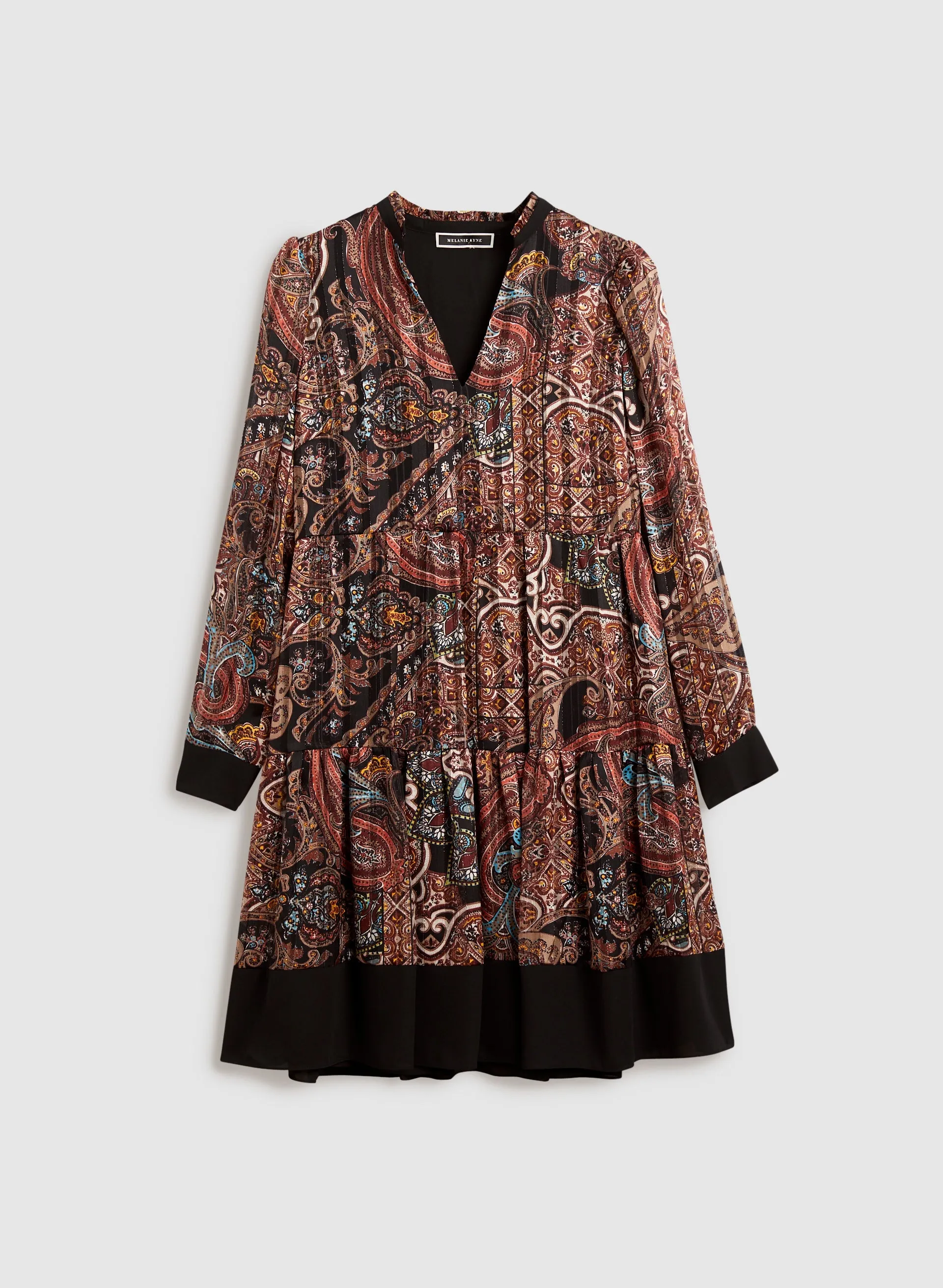 Paisley Print Contrast Trim Dress