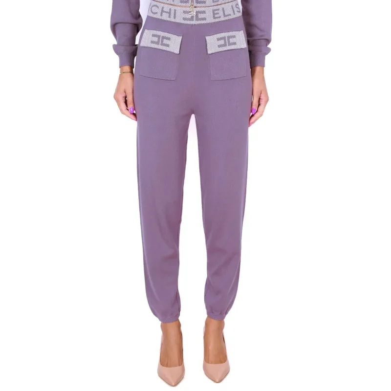 PANTALONE JOGGER IN MAGLIA, VIOLA