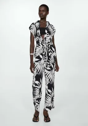 Printed jumpsuit with bow