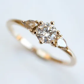 Prong-set Three Stone Ring with Australian Champagne Diamonds