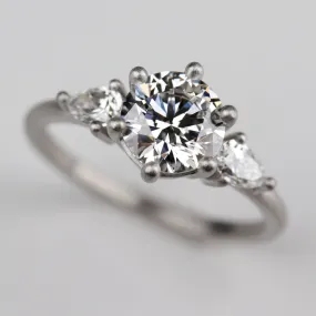 Prong-set Three Stone Ring with Recycled White Diamond