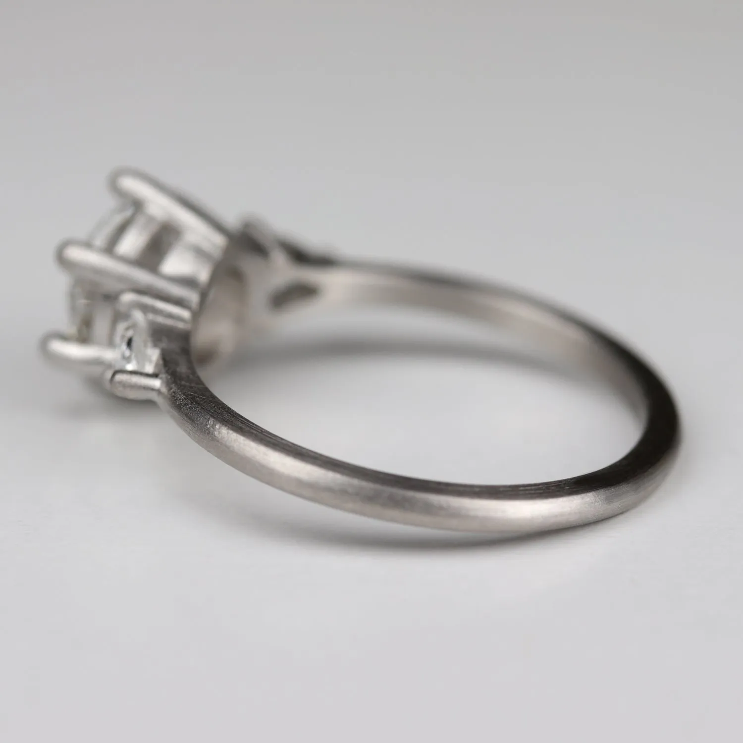 Prong-set Three Stone Ring with Recycled White Diamond