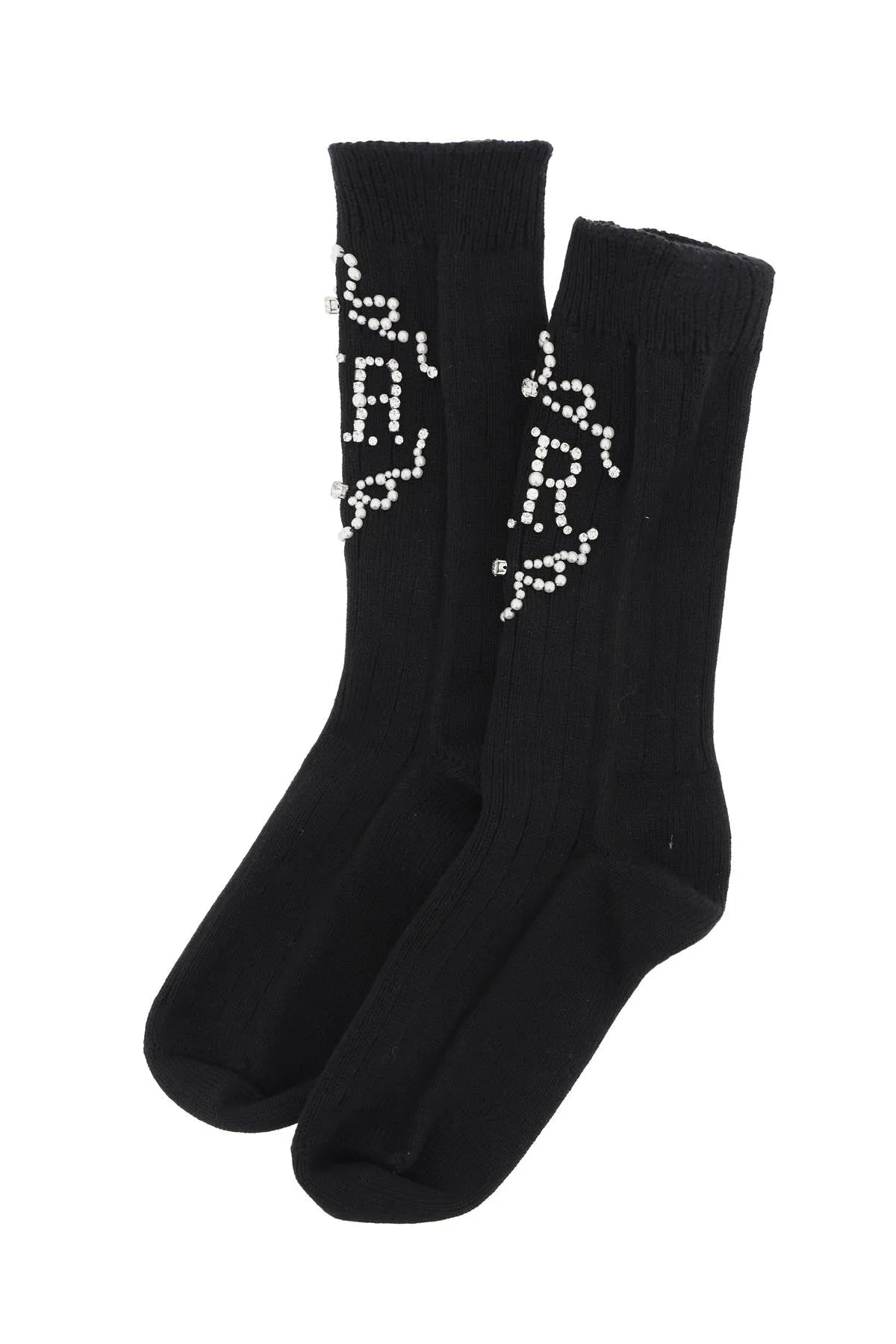 Simone rocha sr socks with pearls and crystals SOCK43ATB 0634 BLACK PEARL CRYSTAL