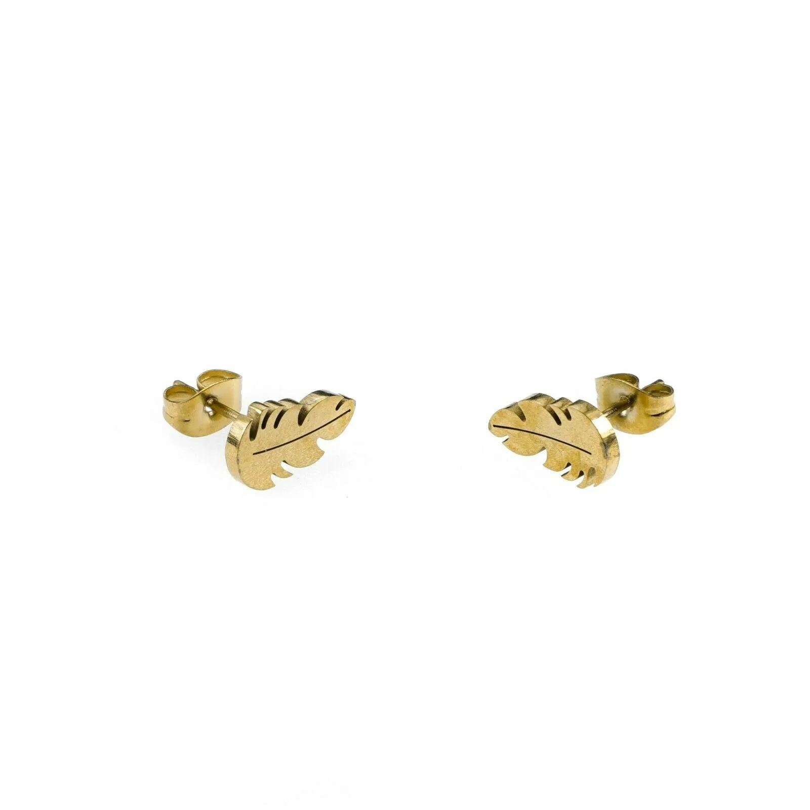 Solid Gold Ladies Jewelry Modern Simple Leaf Shape Studs Design SE17