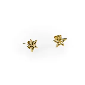 Solid Gold Ladies Jewelry Modern Simple Star Shape Studs Design SE12