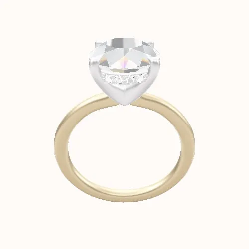 Solitaire Engagement Ring With V Prong with Hidden Halo Head