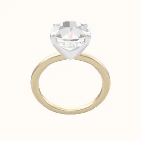 Solitaire Engagement Ring With V Prong with Hidden Halo Head