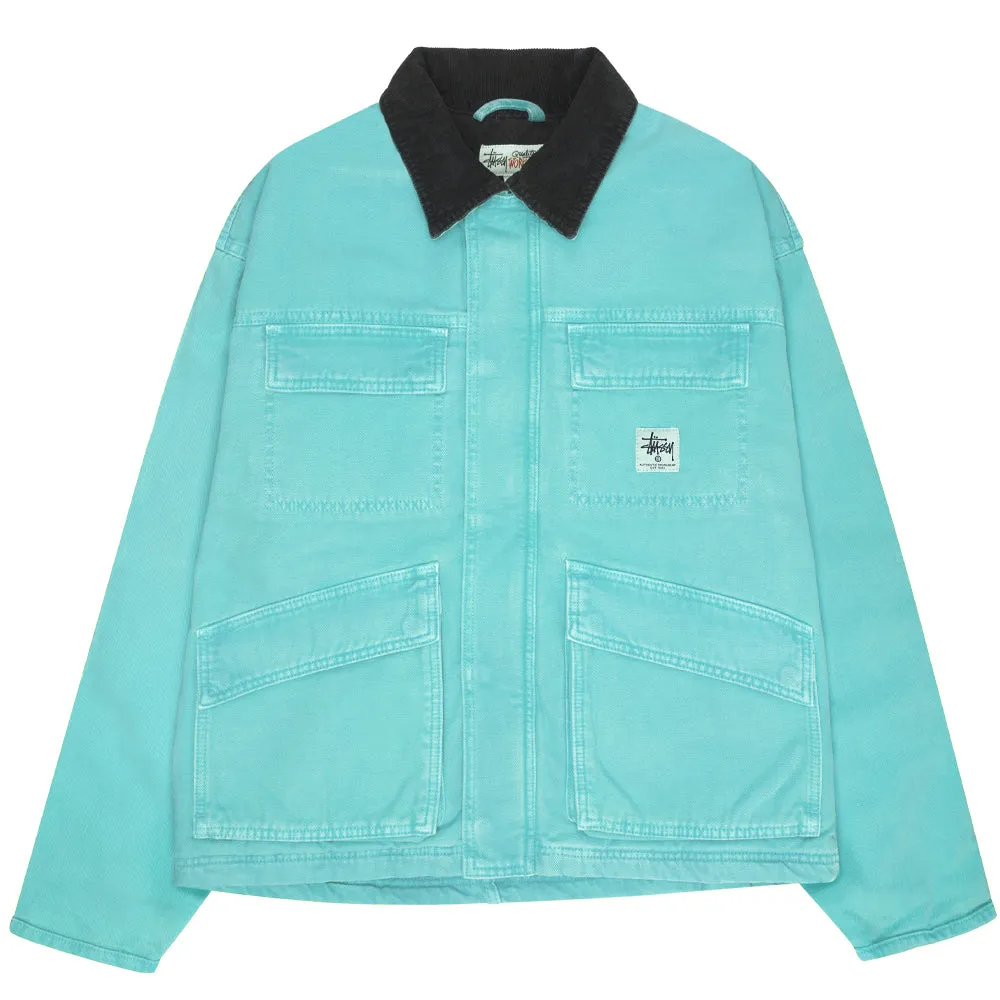 STSSY WASHED CANVAS SHOP JACKET // TEAL