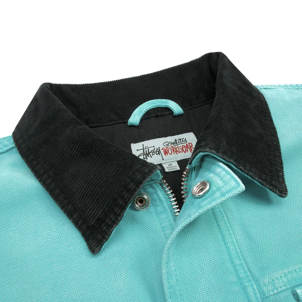 STSSY WASHED CANVAS SHOP JACKET // TEAL