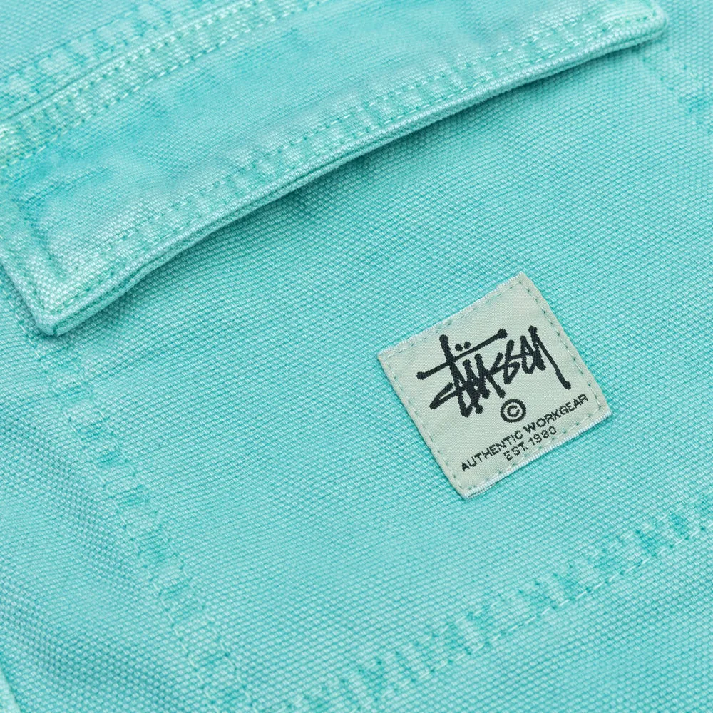 STSSY WASHED CANVAS SHOP JACKET // TEAL