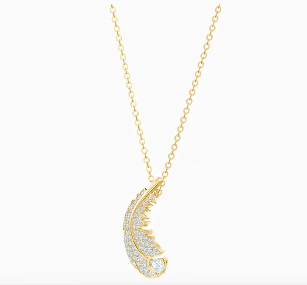 Swarovski Jewelry NICE FEATHER NECKLACE, Yellow Gold Tone -5505740