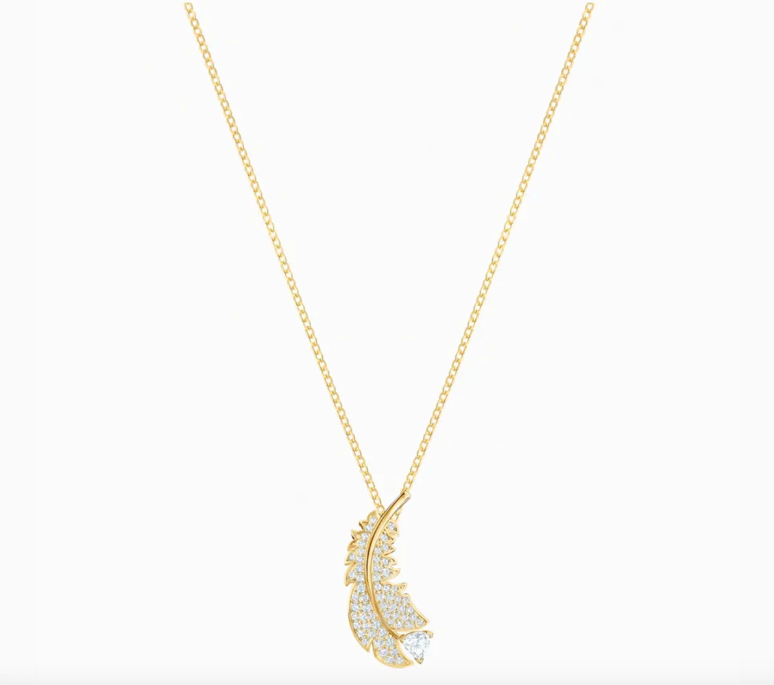 Swarovski Jewelry NICE FEATHER NECKLACE, Yellow Gold Tone -5505740