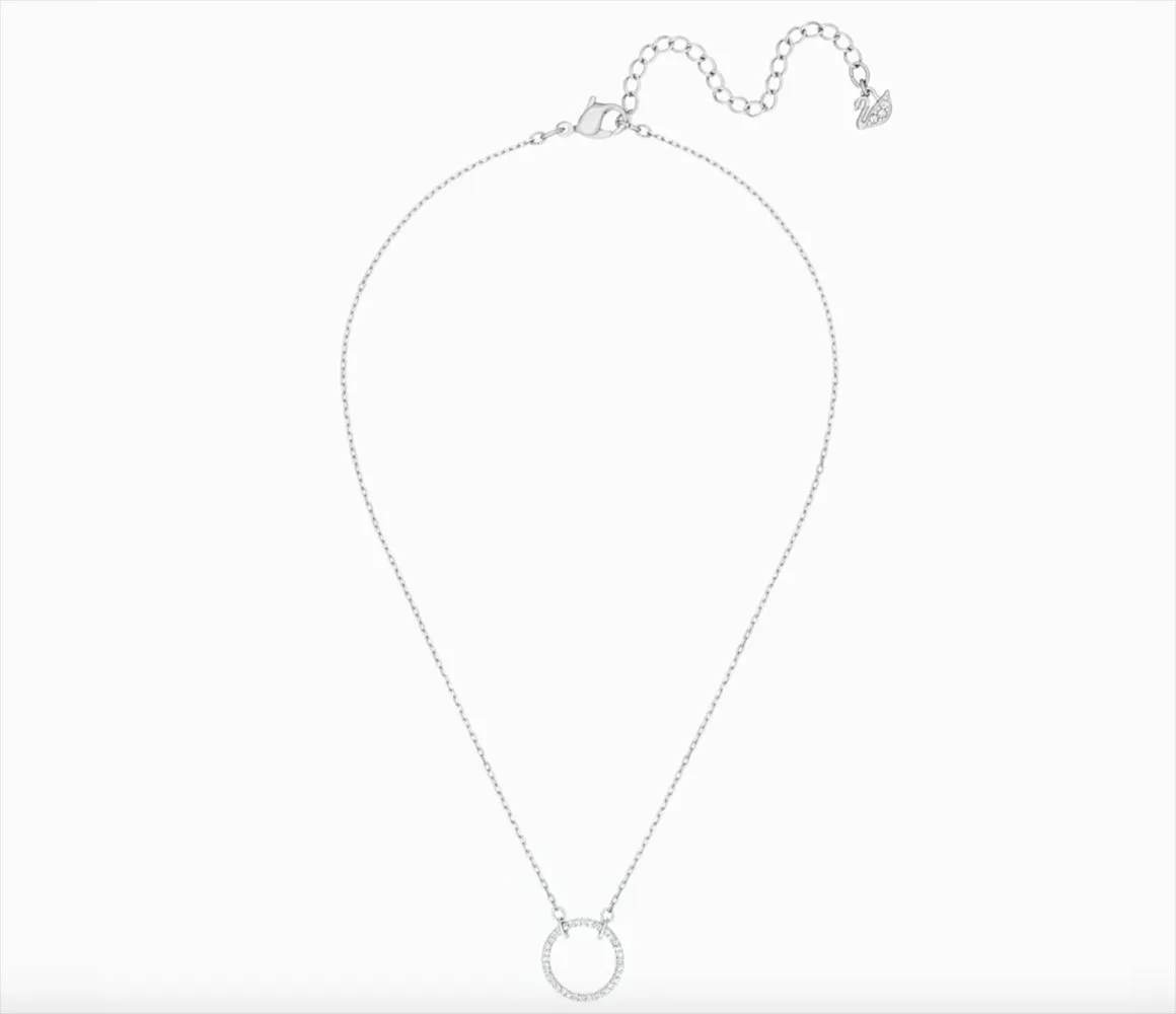 Swarovski Jewelry ONLY Circle NECKLACE, White, Rhodium - 5465802