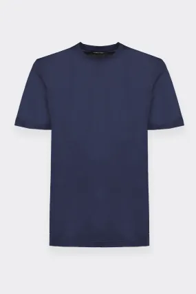 T-SHIRT OVER IN FILO DI SCOZIA BLU JEANS