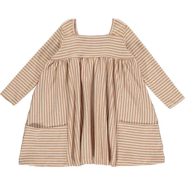 Vignette Rylie Striped Long Sleeve Dress, Rust Stripe