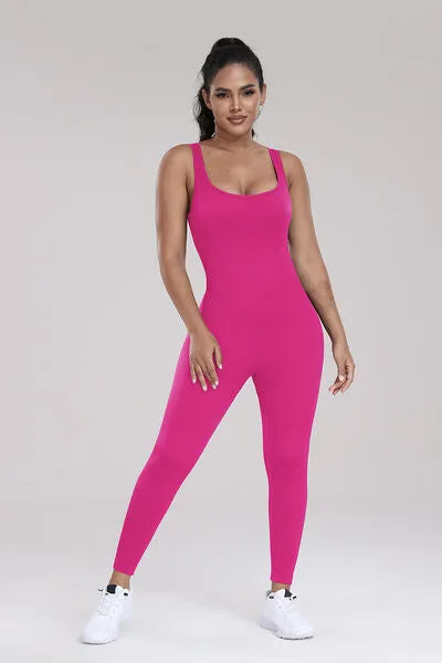 Wide Strap Sleeveless Active Jumpsuit