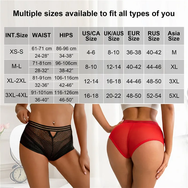 Women's Sexy Hollow Out Mesh Sheer Seamless High Waist Underwear