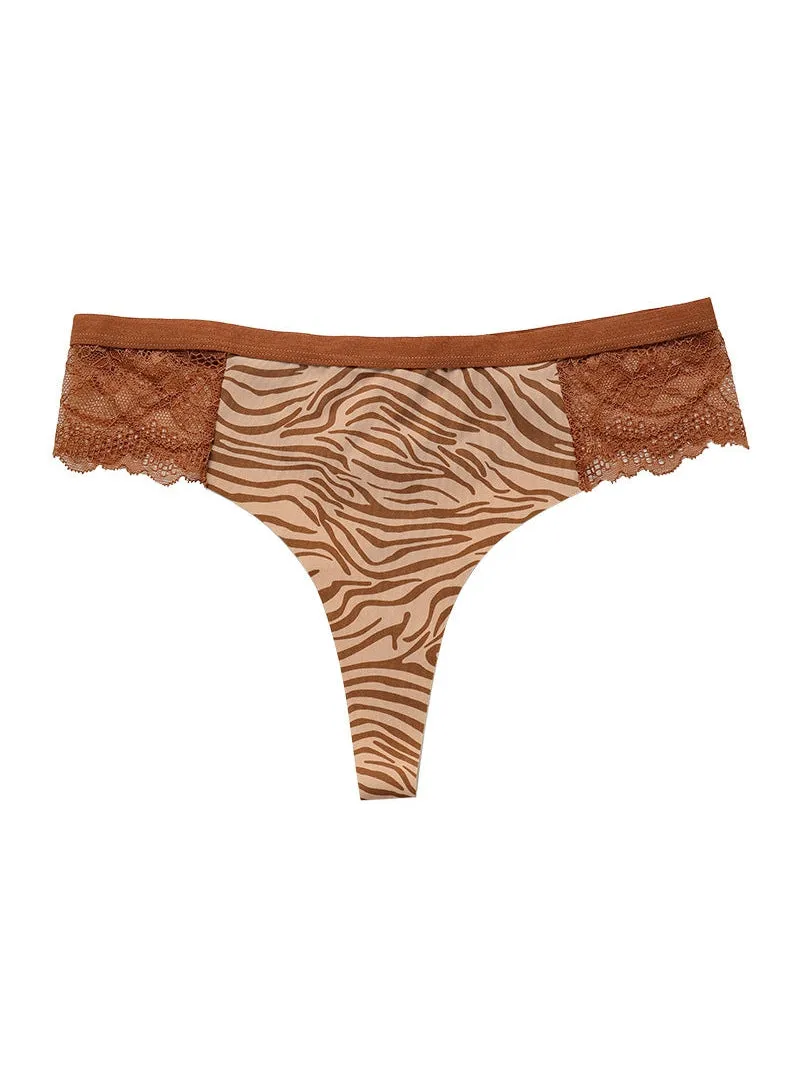 ZASUWA  Female Leopard Print Lace T-back Panties