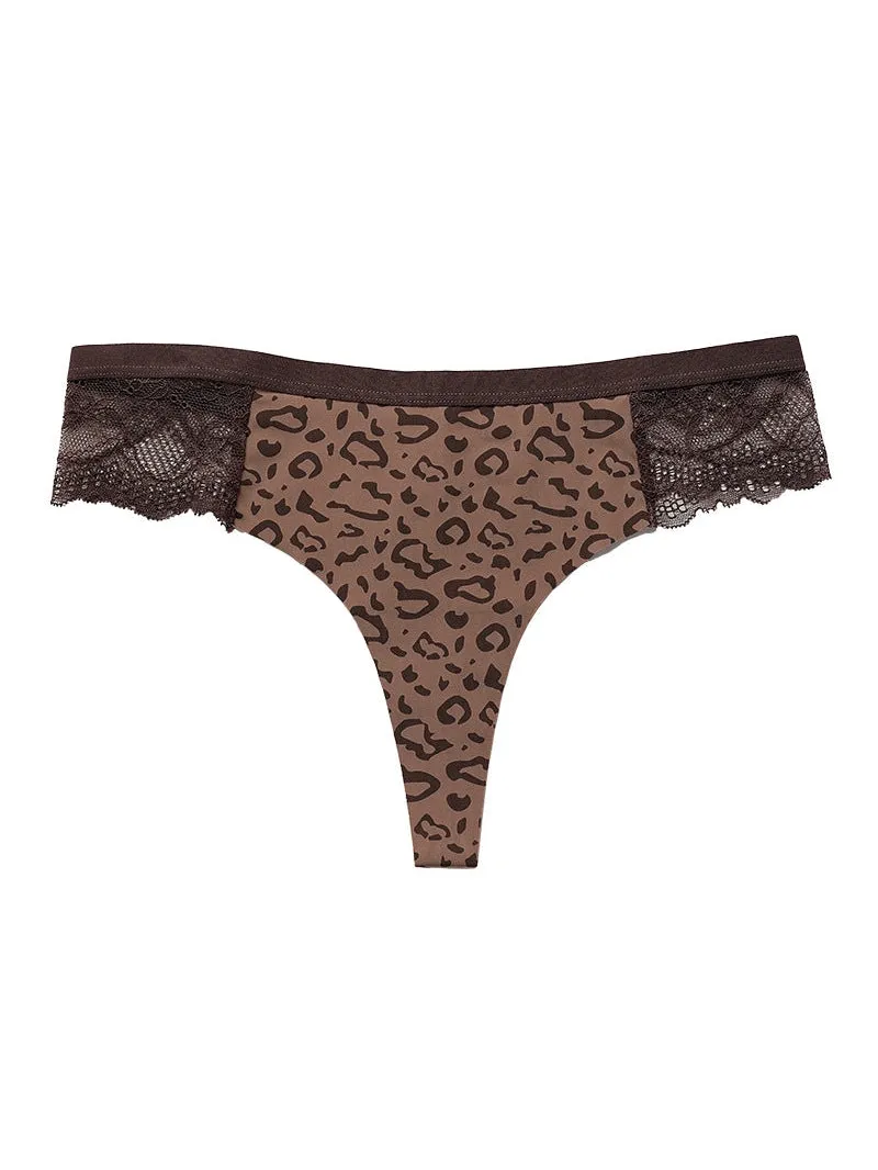 ZASUWA  Female Leopard Print Lace T-back Panties