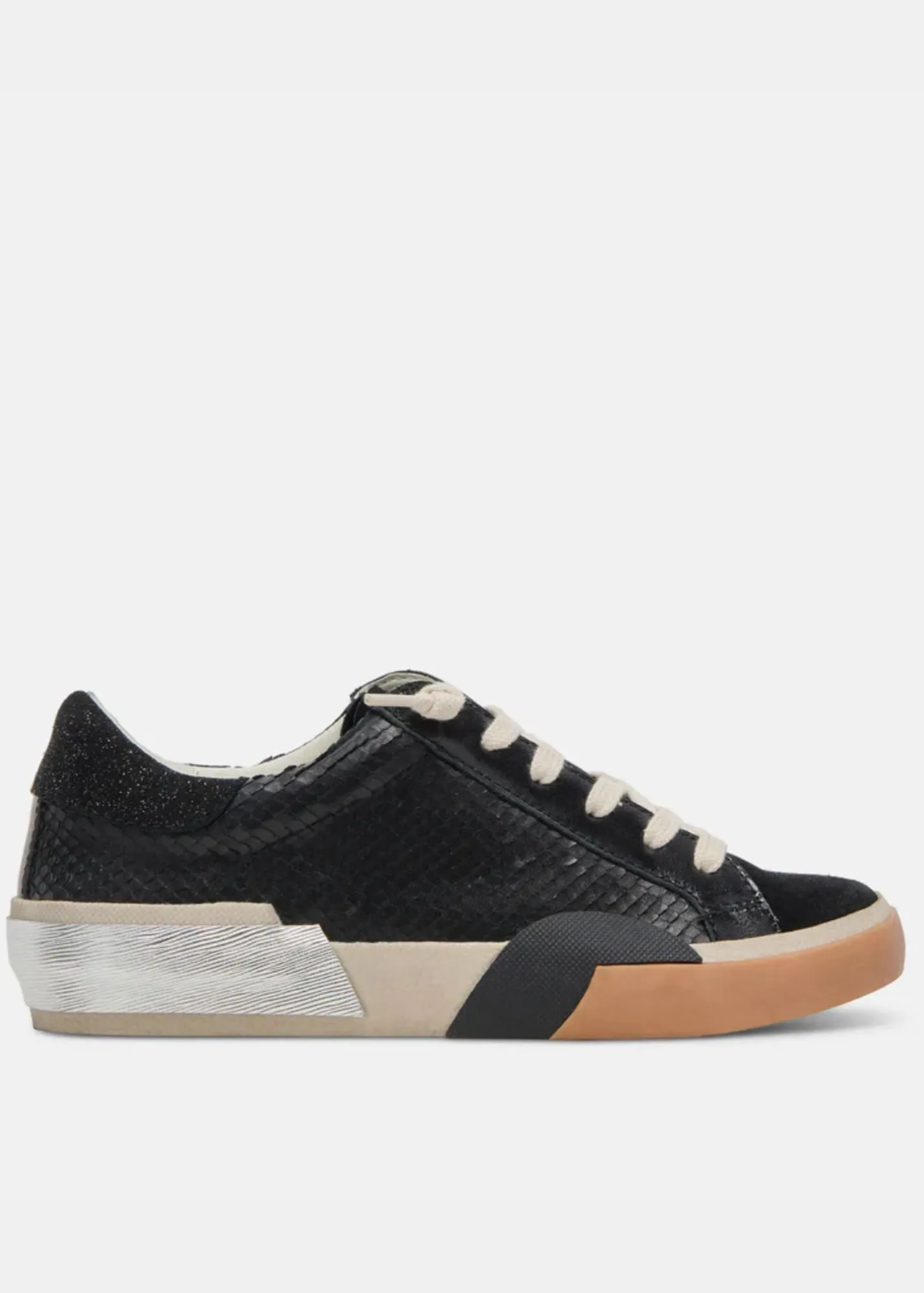 Zina Onyx Embossed Leather Sneaker