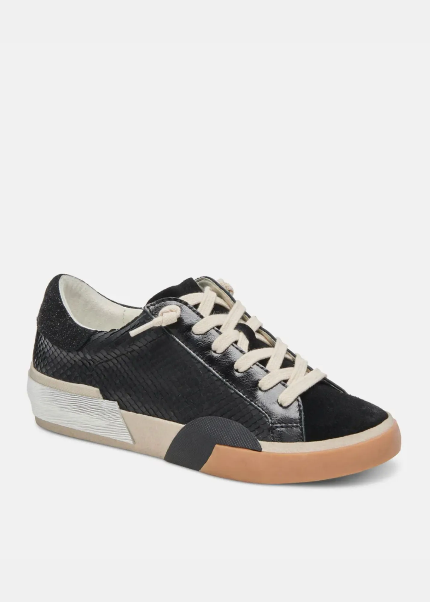 Zina Onyx Embossed Leather Sneaker